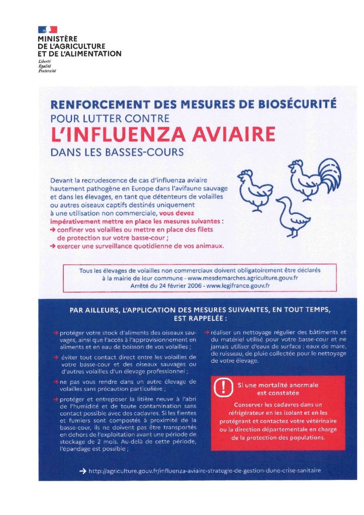Lutte contre l'influenza aviaire