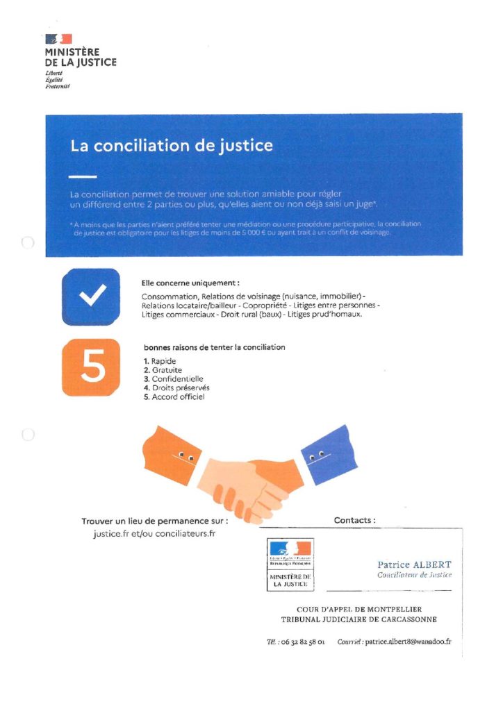 Coordonnées du conciliateur de justice