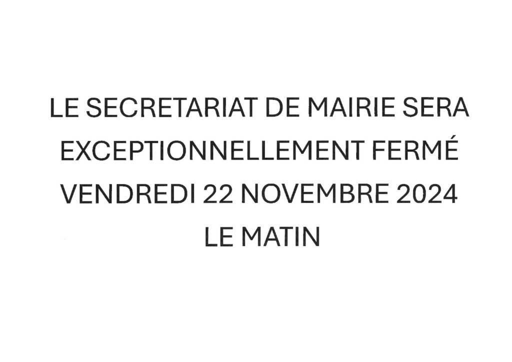 Fermeture secrétariat de mairie