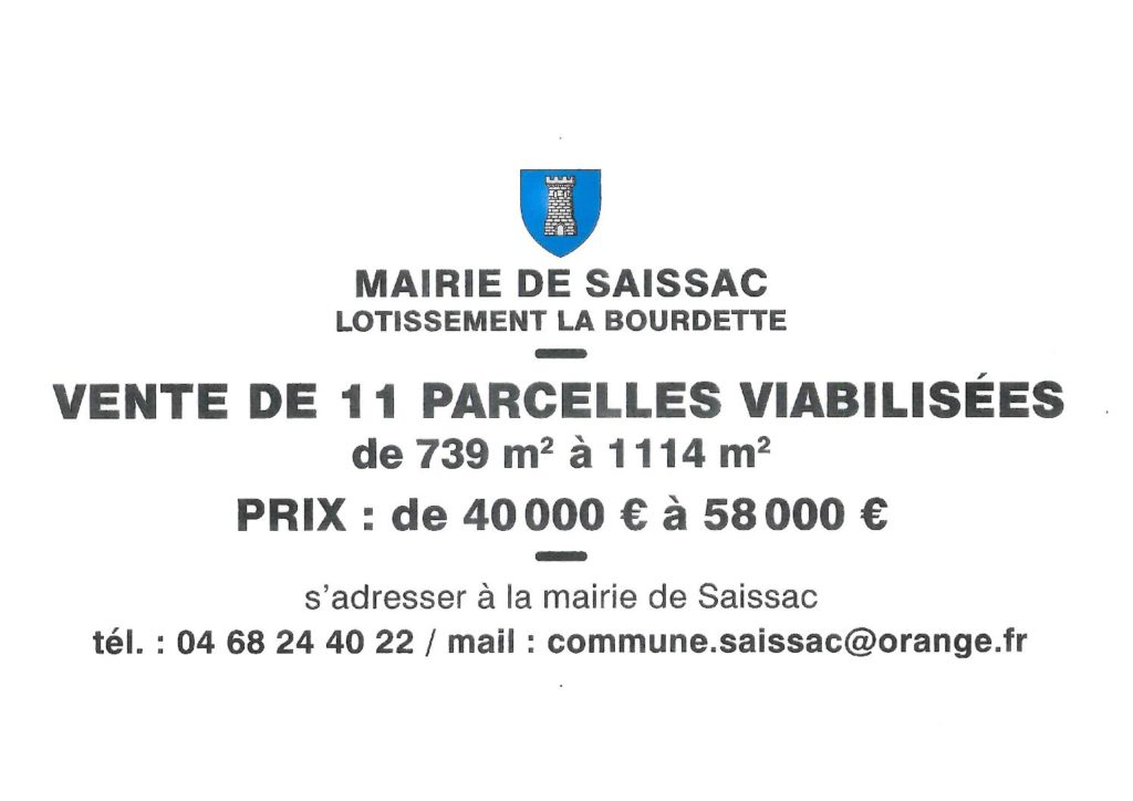 Vente de parcelles lotissement La Bourdette