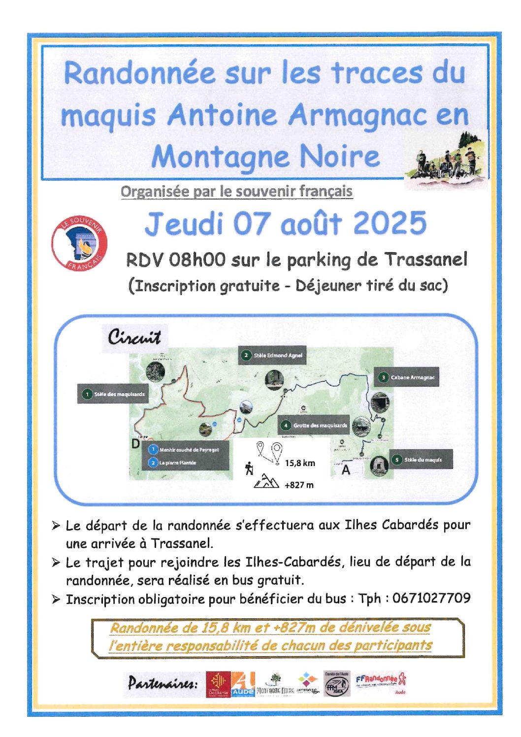 Randonnée sur les traces du maquis Antoine Armagnac en Montagne Noire