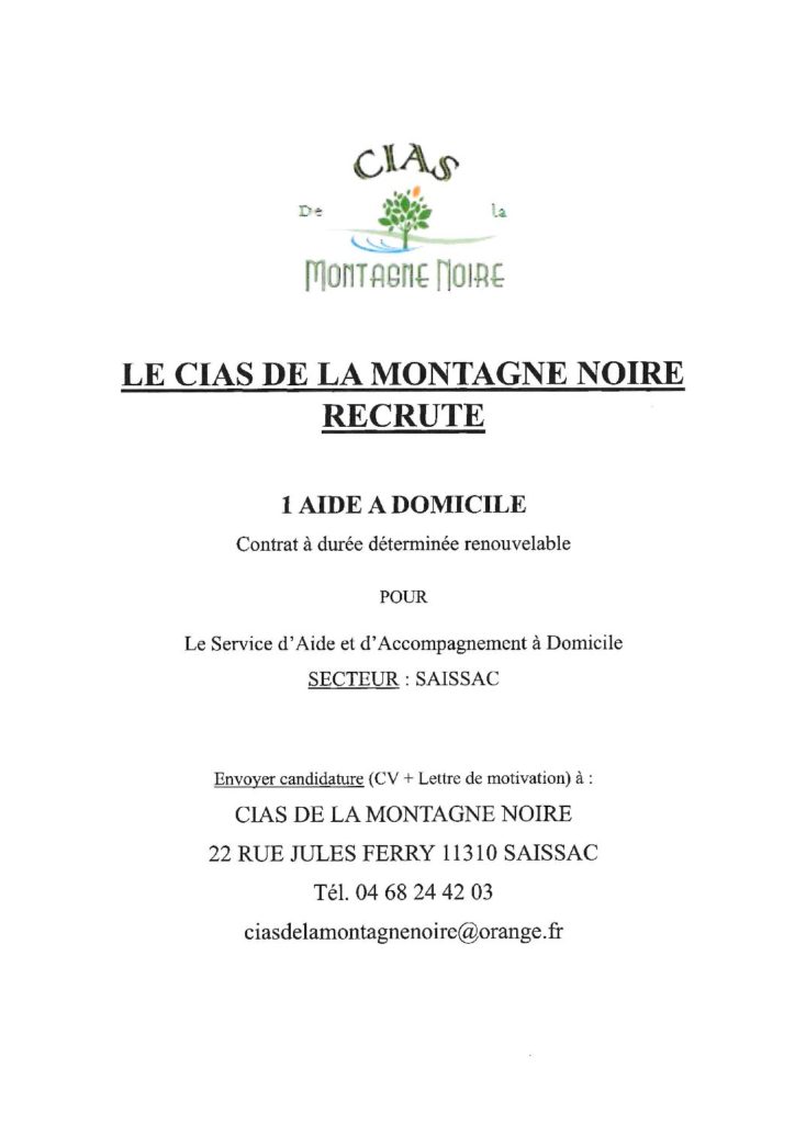 LE CIAS DE LA MONTAGNE NOIRE RECRUTE