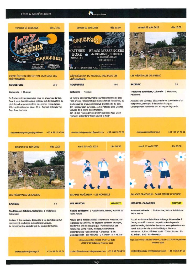 AGENDA DES MANIFESTATIONS