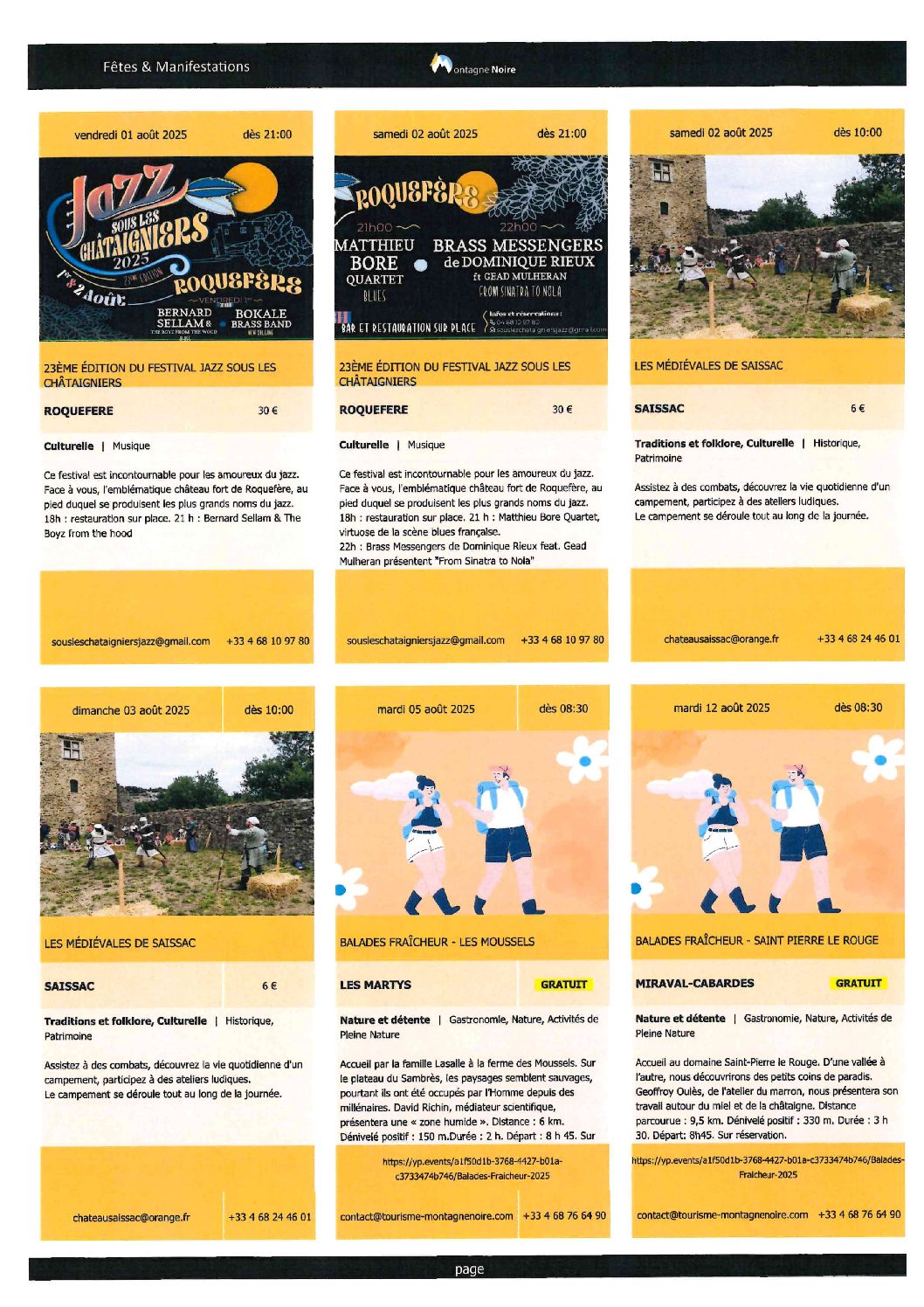 AGENDA DES MANIFESTATIONS