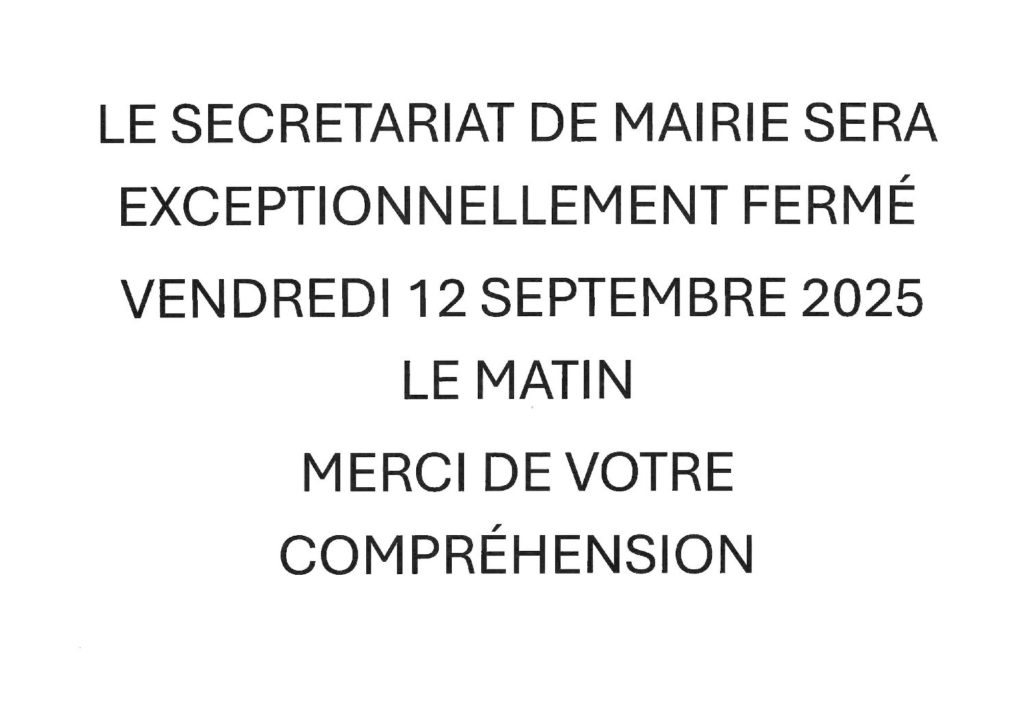 Fermeture secrétariat de mairie