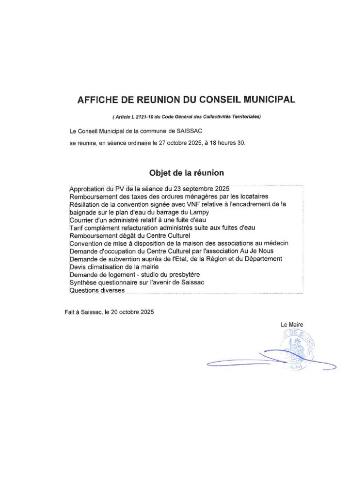 Prochain Conseil Municipal
