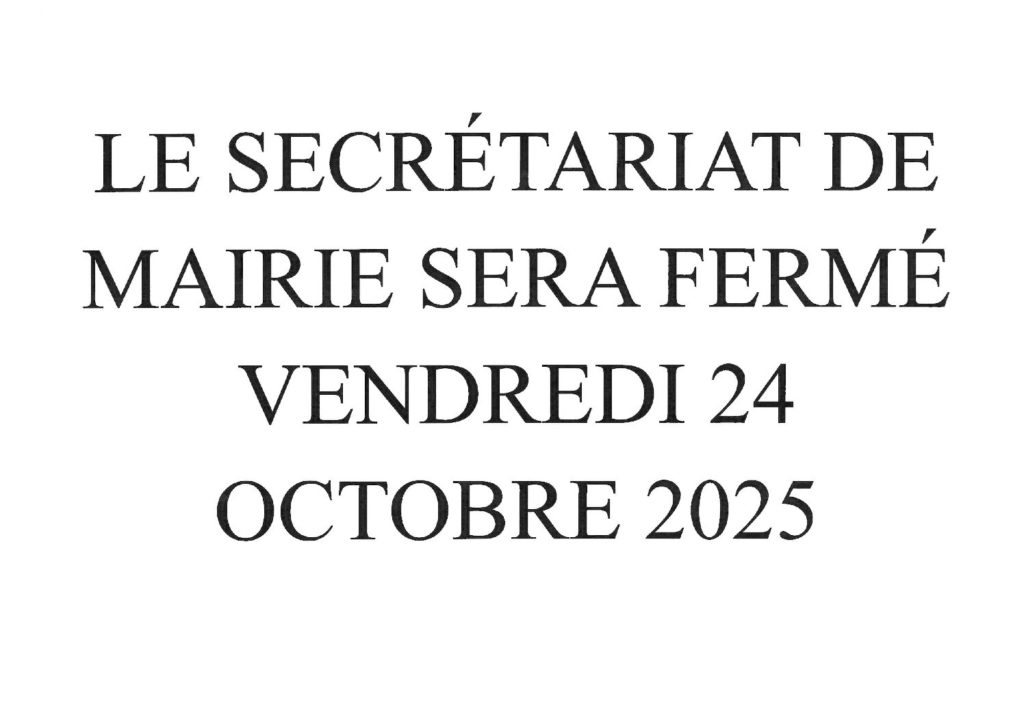 Fermeture du secrétariat de mairie