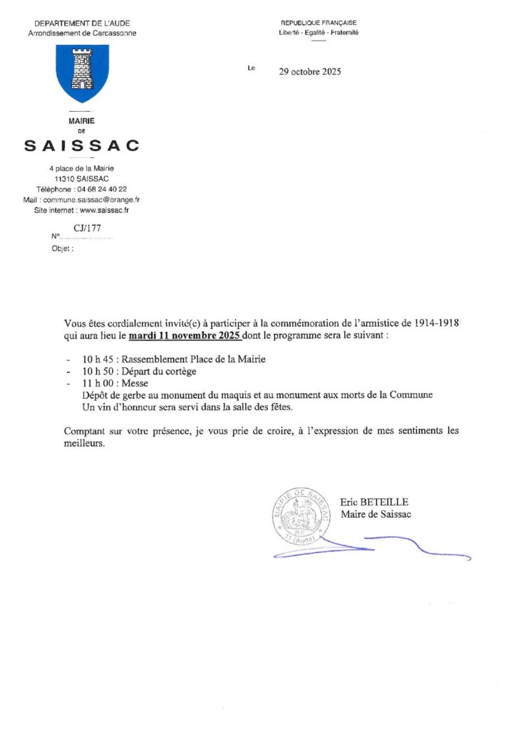 Cérémonie du 11 novembre