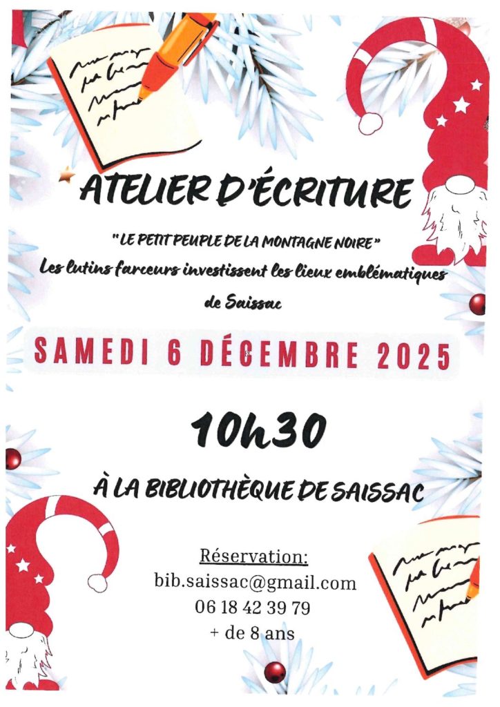 Atelier d'écriture à la Bibliothèque Municipale de Saissac