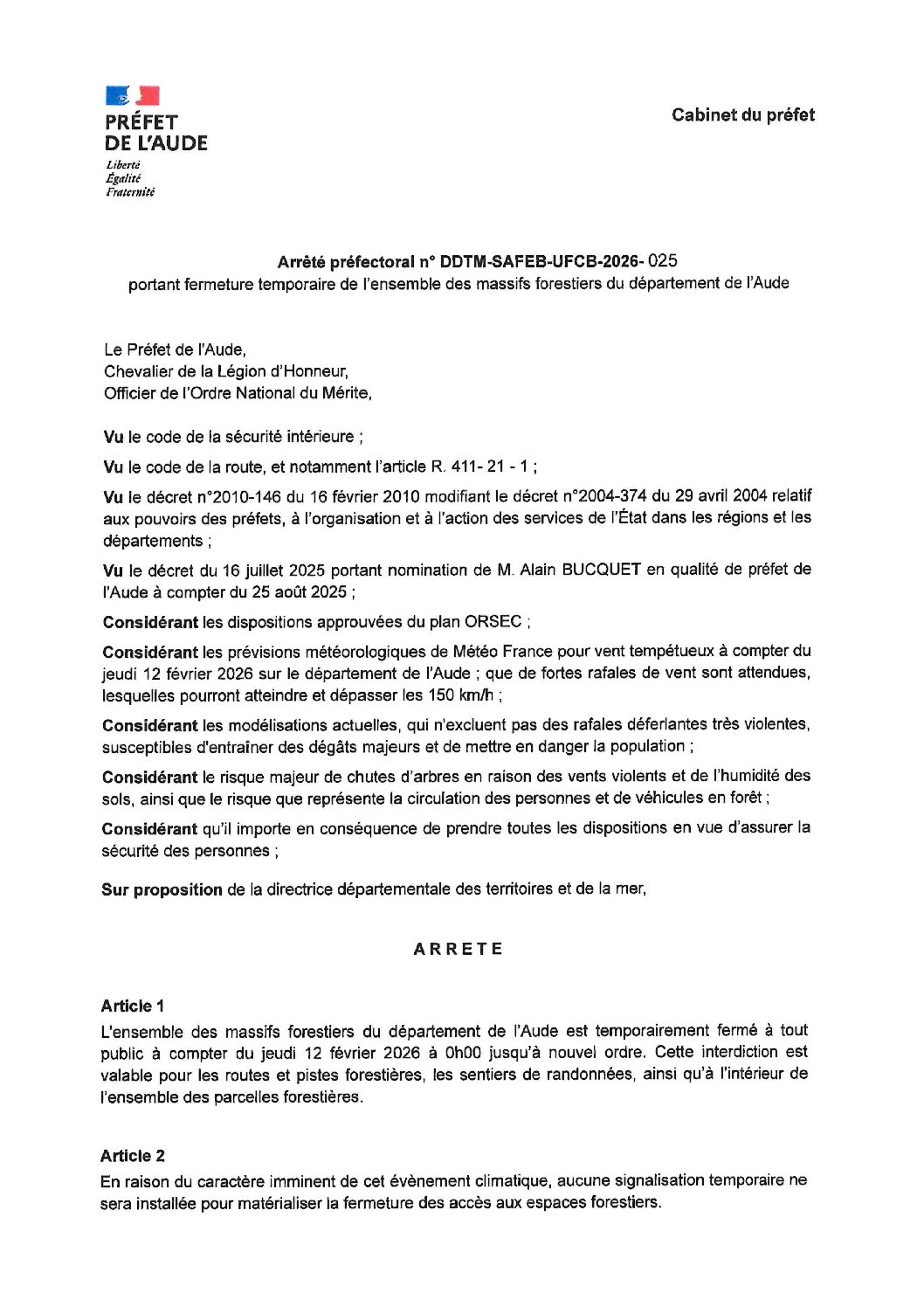 Fermeture  temporaire de l&rsquo;ensemble des massifs forestiers dans l&rsquo;Aude