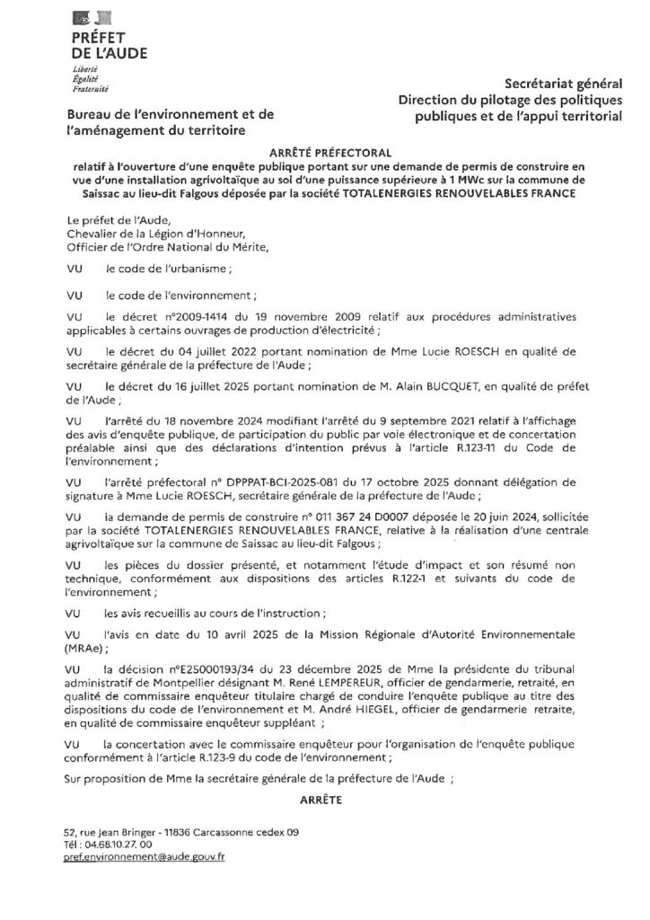 Arrêté préfectoral