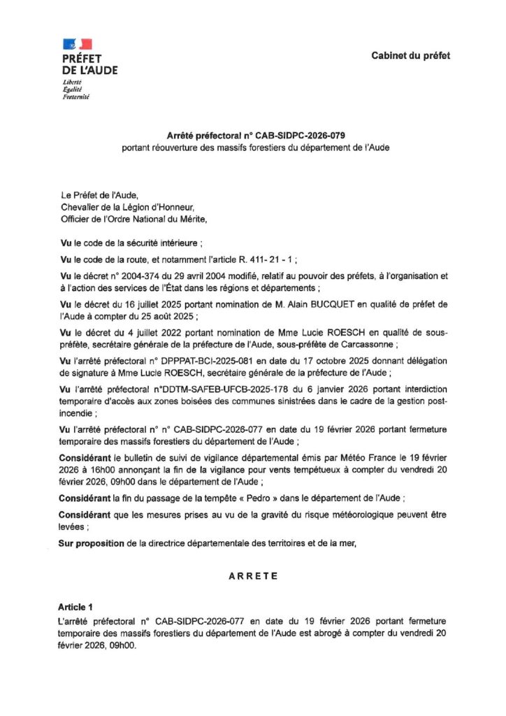 Réouverture des massifs forestiers