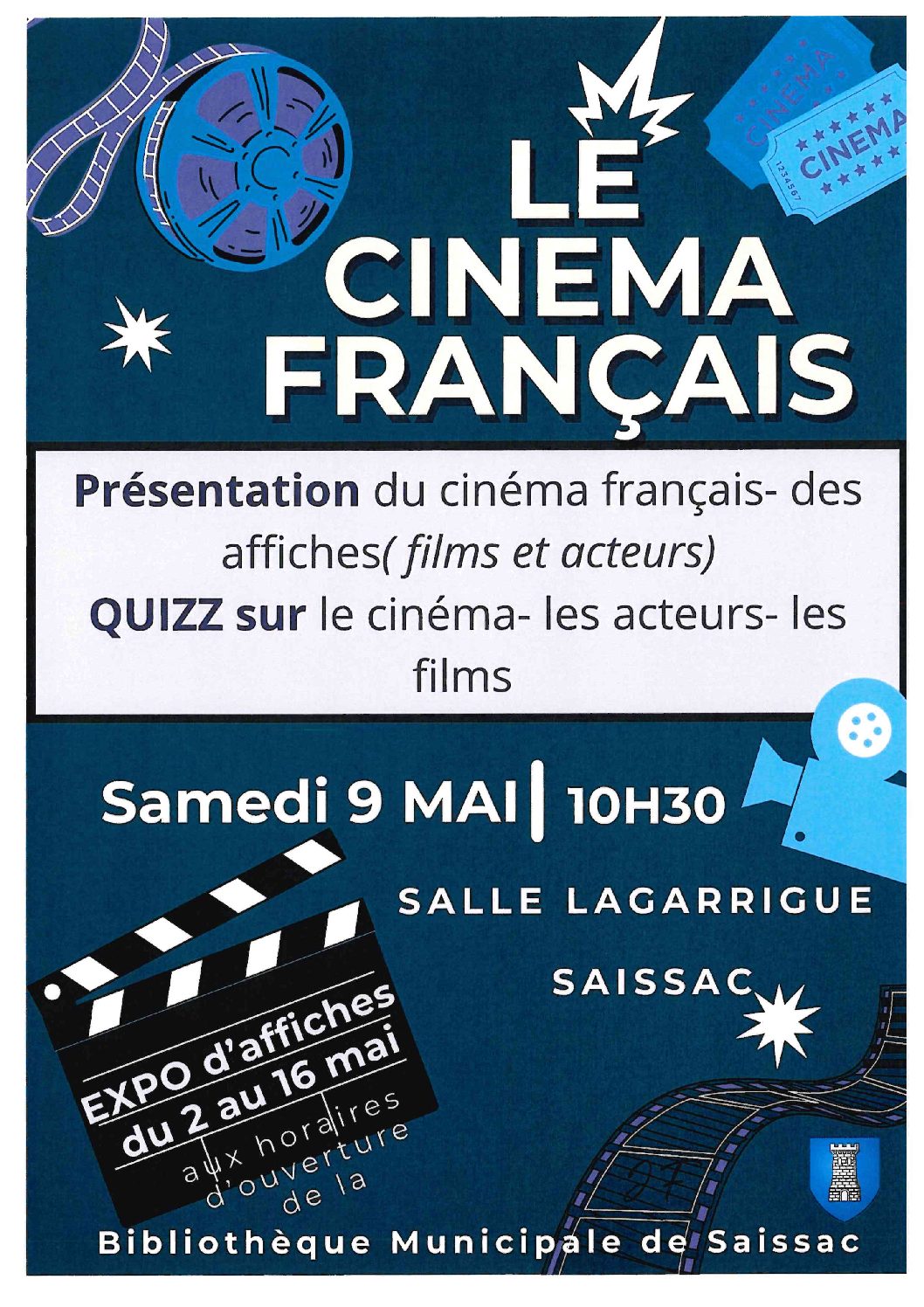 LE CINÉMA FRANCAIS – A LA BIBLIOTHÈQUE MUNICIPALE DE SAISSAC