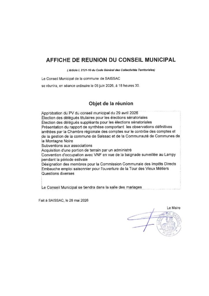 Conseil municipal de Saissac