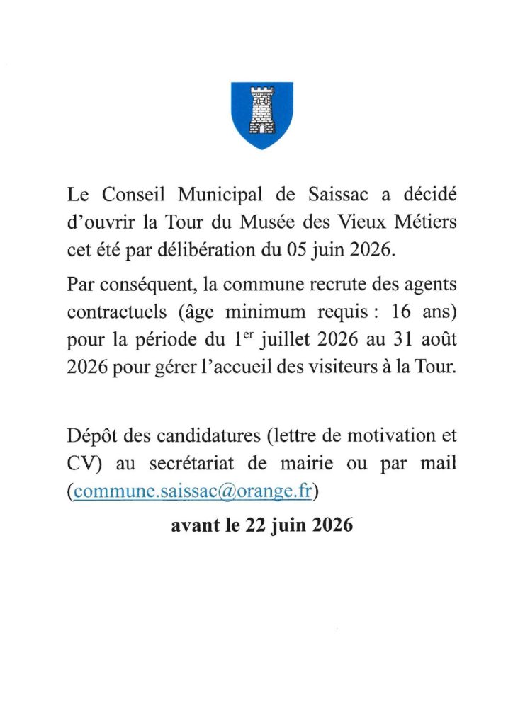 Offre d'emploi saisonnier