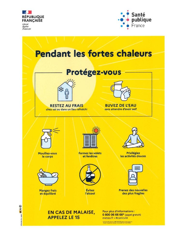 Rappel des recommandations en cas de fortes chaleurs