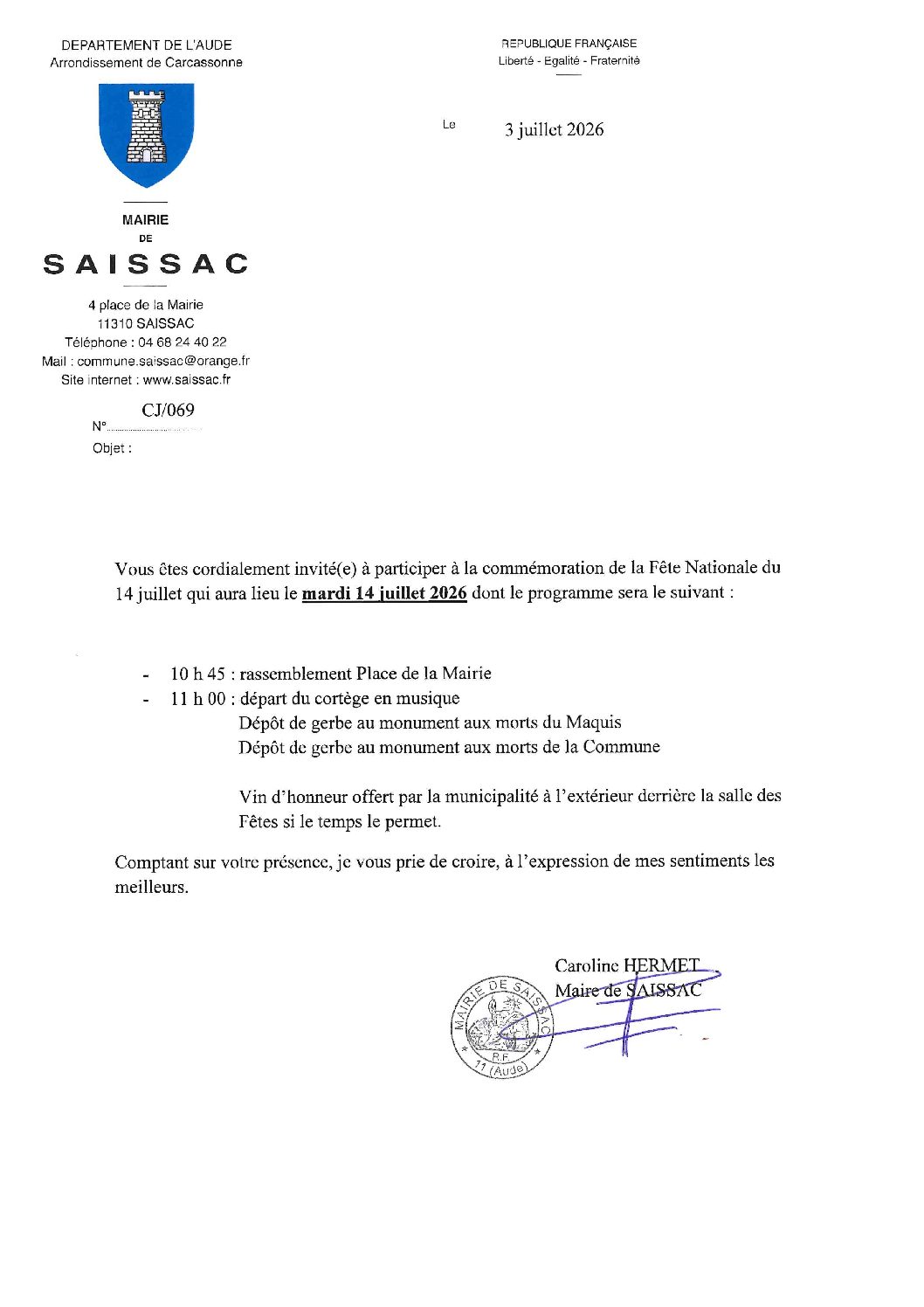 Cérémonie du 14 juillet