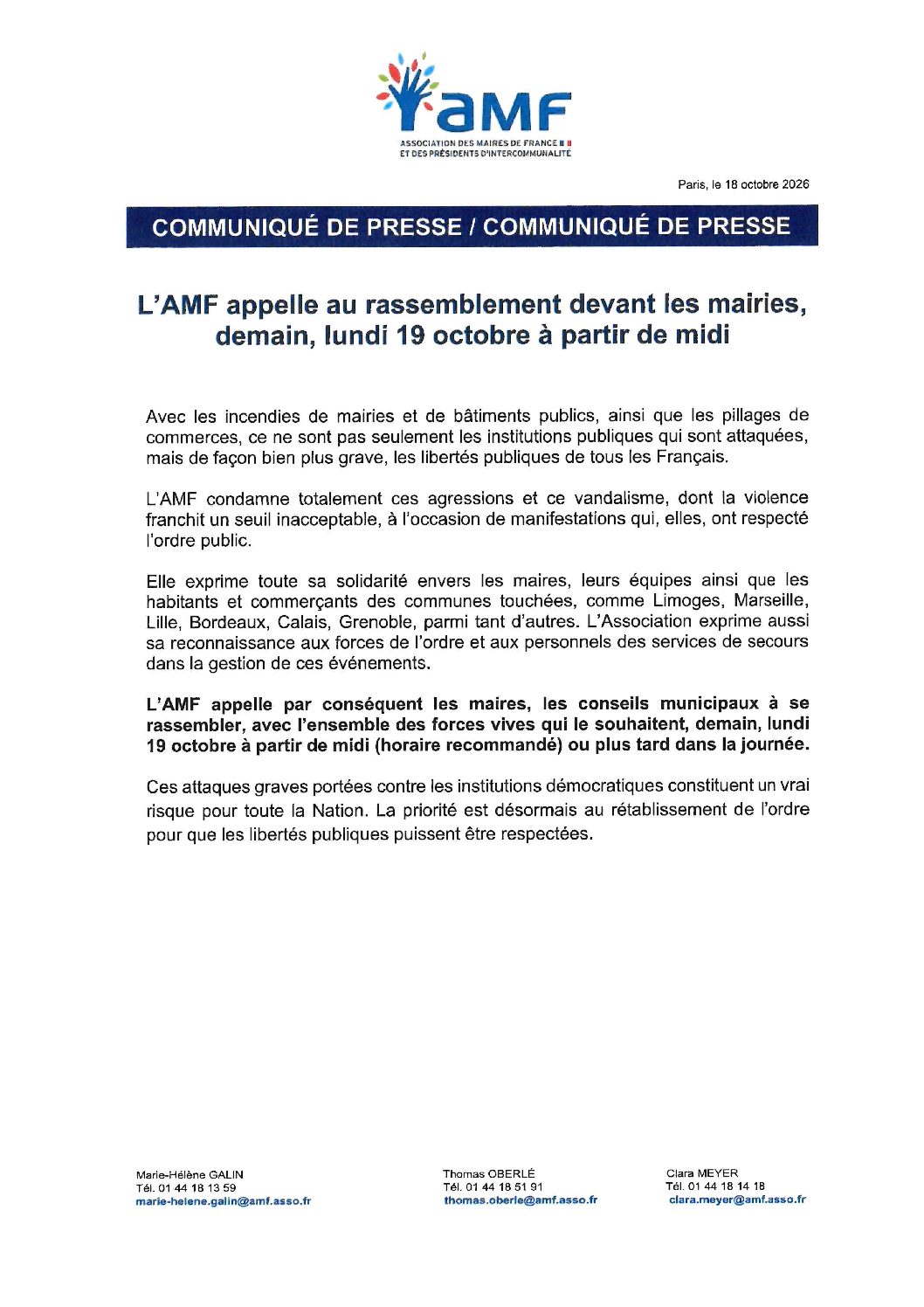 COMMUNIQUÉ DE PRESSE