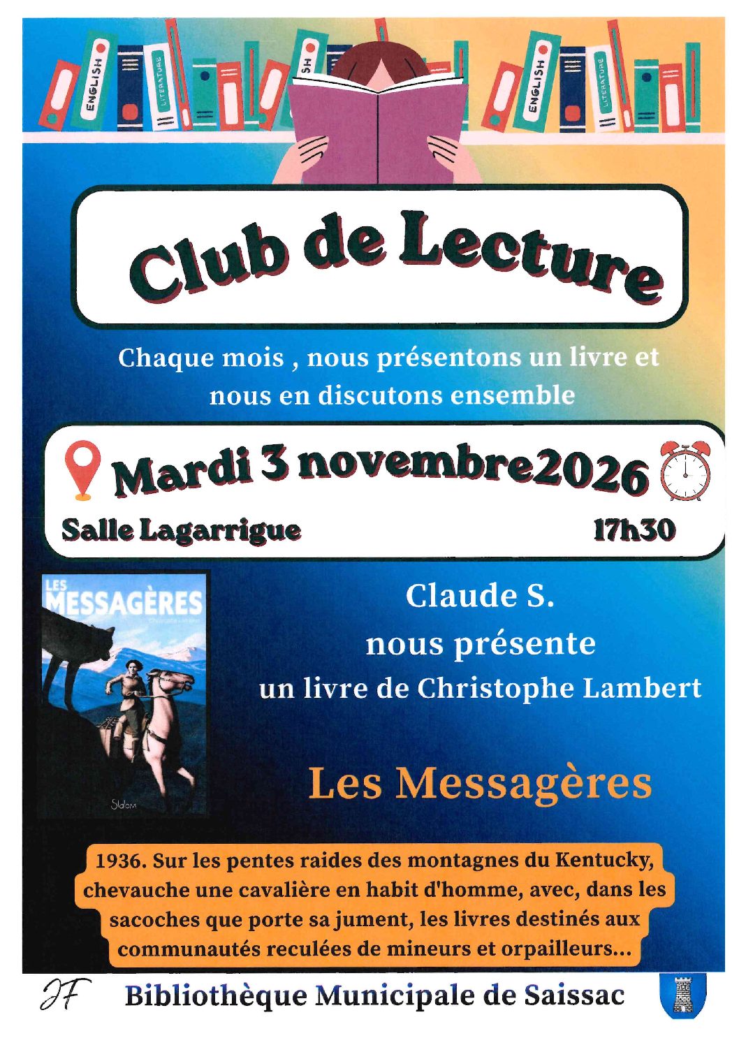 CLUB DE LECTURE A LA BIBLIOTHEQUE MUNICIPALE DE SAISSAC